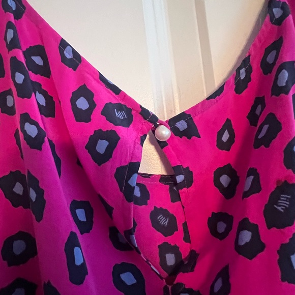 Lilly Pulitzer pink blue cheetah silk tank top L - Picture 2 of 4